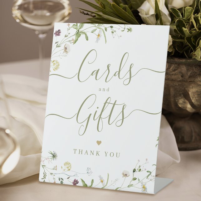 Boho Wildflower rustic Wedding Cards And Gifts Pedestal Sign (Boho Wildflower rustic Wedding Cards And Gifts Pedestal Sign)