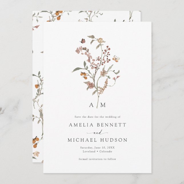 Boho Wildflower Save The Date (Front/Back)