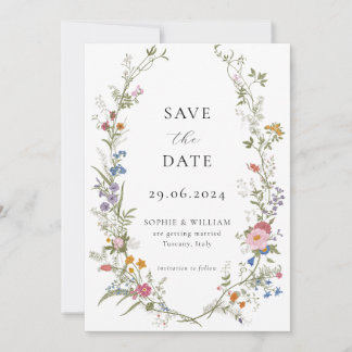 Boho Wildflower Save the Date Wedding Invitation