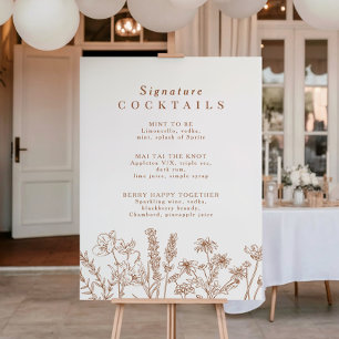 Boho Wildflower Signature Cocktail Menu Sign