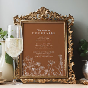 Boho Wildflower Signature Cocktail Menu Sign