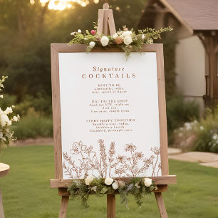 Boho Wildflower Signature Cocktail Menu Sign
