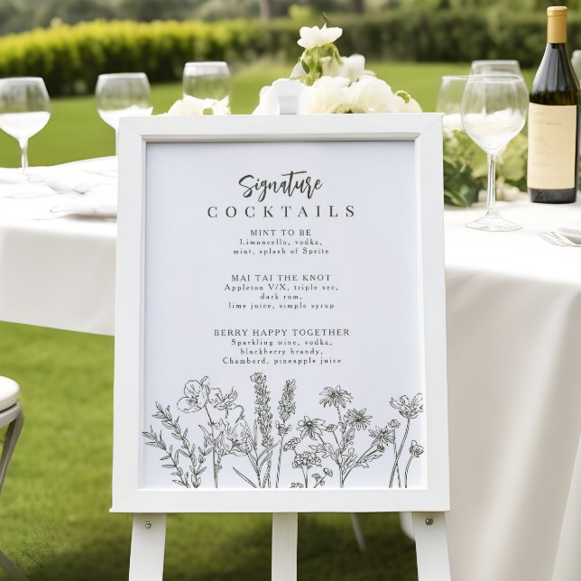 Boho Wildflower Signature Cocktail Menu Sign (Creator Uploaded)