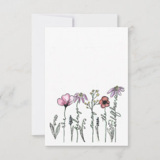 Boho wildflower sketch greeting card
