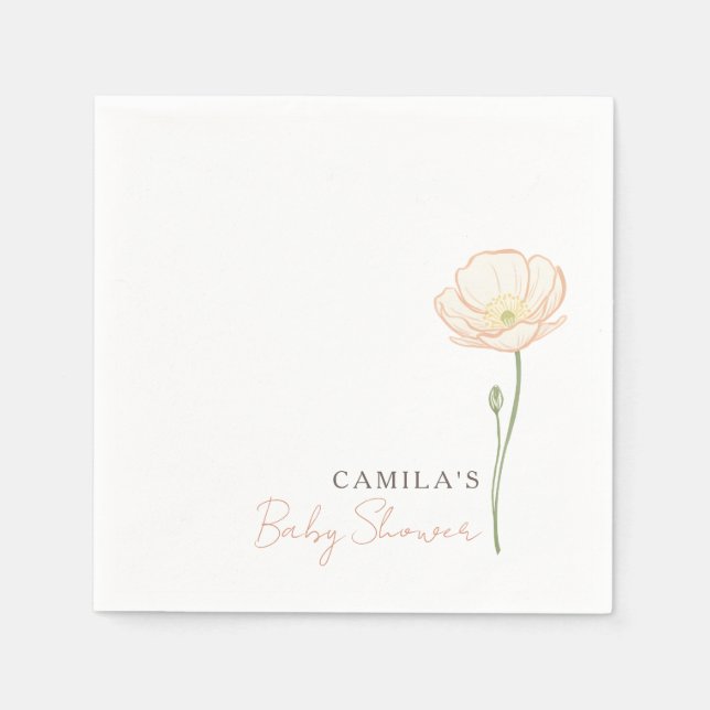 Boho Wildflower Spring Baby Shower Party Napkin (Front)