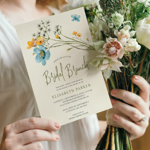 Boho wildflower spring bridal brunch invitation