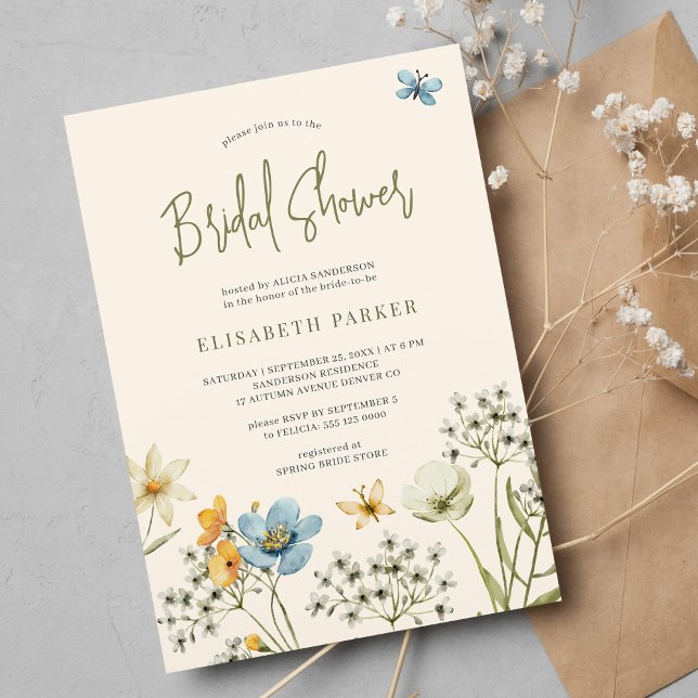 Boho wildflower spring bridal shower invitation (Creator Uploaded)