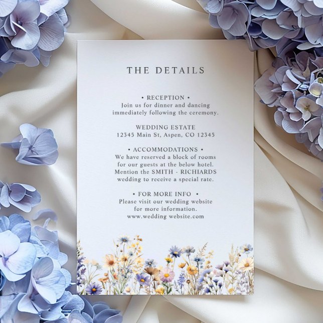 Boho Wildflower Spring WEDDING DETAILS  Enclosure Card (Creator Uploaded)