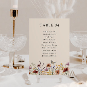 Boho Wildflower Table Number