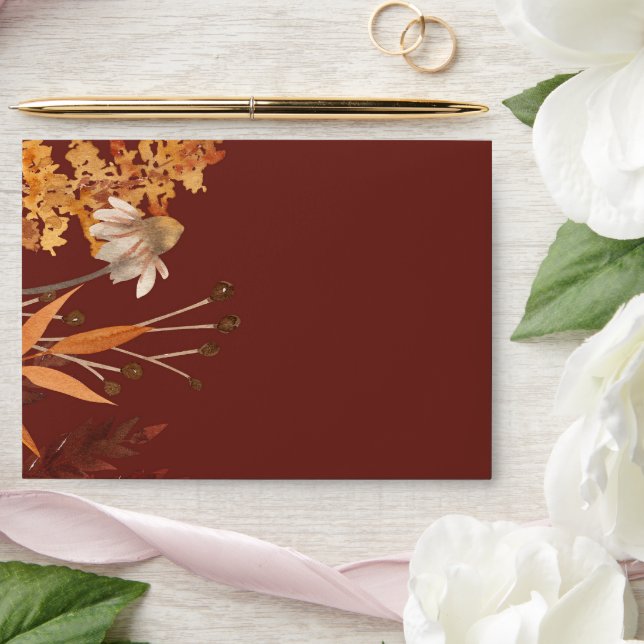 Boho Wildflower Terracotta Autumn Fall Wedding Envelope (Wedding)