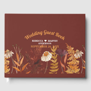 Boho Wildflower Terracotta Autumn Fall Wedding Guest Book