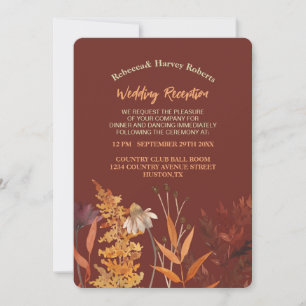 Boho Wildflower Terracotta Autumn Fall Wedding Invitation