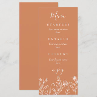 Boho wildflower terracotta wedding menu