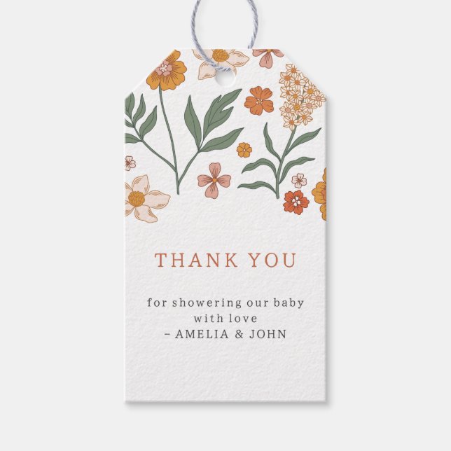 Boho Wildflower Thank You Gift Tags (Front)