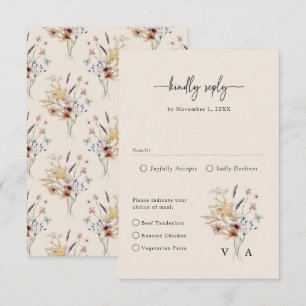 Boho Wildflower Vintage RSVP Card