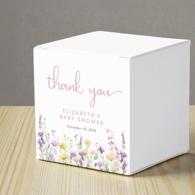 Boho Wildflower Watercolor Baby Girl Shower Favour Box (Boho Wildflower Watercolor Baby Girl Shower Favor Boxes)