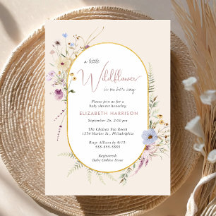 Boho Wildflower Watercolor Baby Girl Shower Invitation