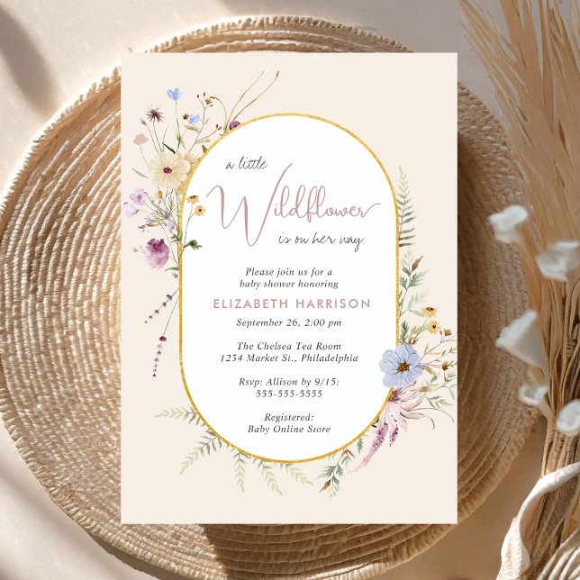 Boho Wildflower Watercolor Baby Girl Shower Invitation (Creator Uploaded)