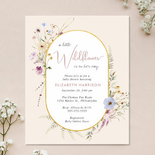 Boho Wildflower Watercolor Baby Girl Shower Invite