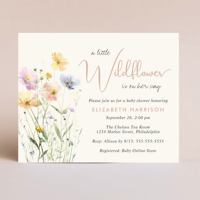 Boho Wildflower Watercolor Baby Girl Shower Invite (Creator Uploaded)