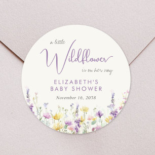 Boho Wildflower Watercolor Baby Shower Classic Round Sticker