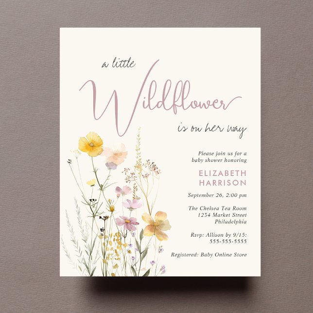 Boho Wildflower Watercolor Baby Shower Invite (Creator Uploaded)