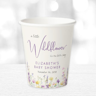 Boho Wildflower Watercolor Baby Shower Paper Cups