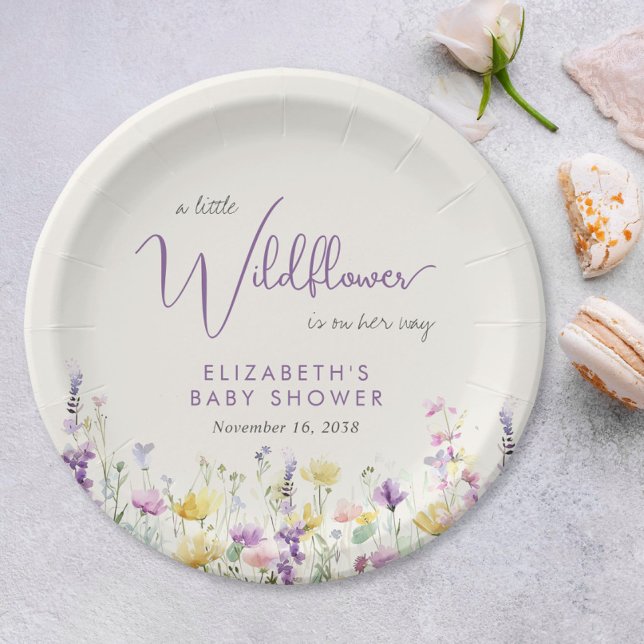 Boho Wildflower Watercolor Baby Shower Paper Plate (Creator Uploaded)