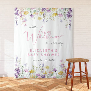 Boho Wildflower Watercolor Baby Shower Welcome Tapestry
