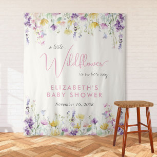 Boho Wildflower Watercolor Baby Shower Welcome Tapestry