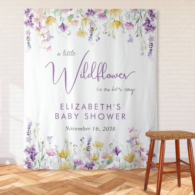 Boho Wildflower Watercolor Baby Shower Welcome Tapestry (Creator Uploaded)