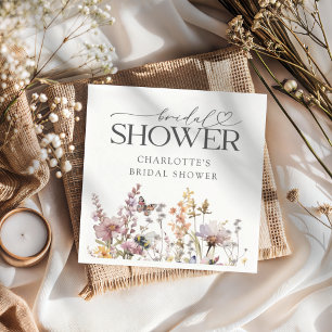 Boho Wildflower Watercolor Floral Bridal Shower Napkin