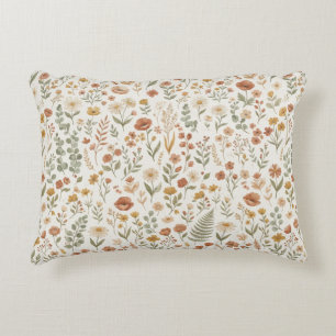 Boho Wildflower Watercolor Floral Terracotta Decorative Cushion