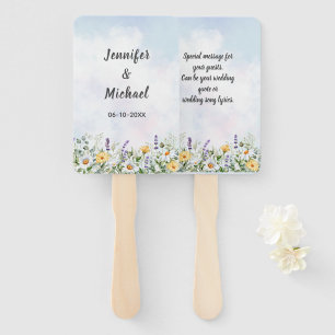 Boho Wildflower Watercolor Personalise Wedding Hand Fan