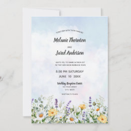 Boho Wildflower Watercolor Personalise Wedding Invitation