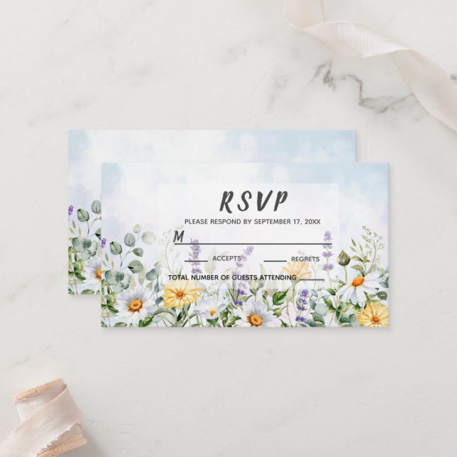 Boho Wildflower Watercolor Personalise Wedding Place Card (Front/Back In Situ)