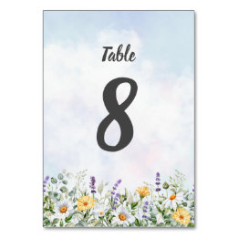 Boho Wildflower Watercolor Personalise Wedding Table Number