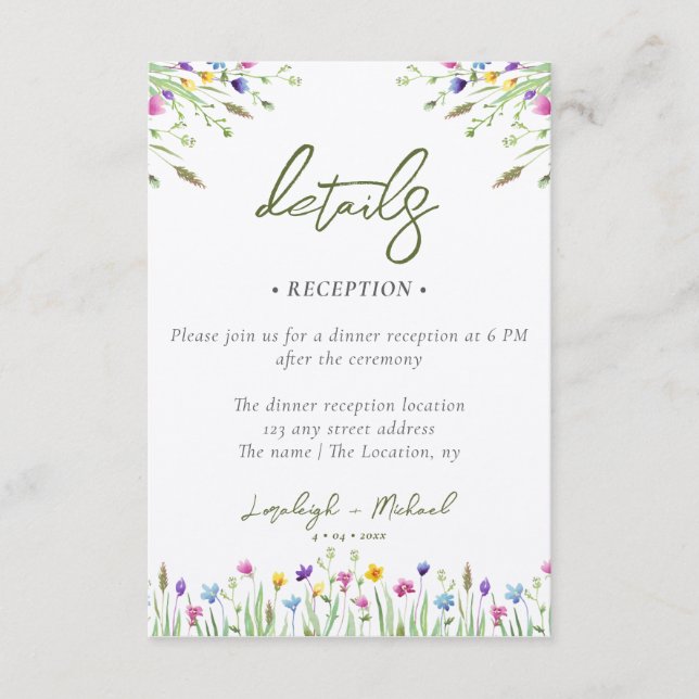 boho wildflower Wedding accomodation QR Code Enclosure Card (Front)