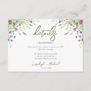 boho wildflower Wedding accomodation QR Code Enclosure Card