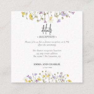 boho wildflower Wedding accomodation QR Code Enclosure Card