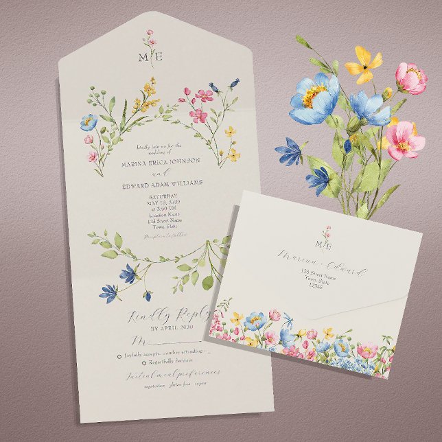 Boho Wildflower Wedding All In One Invitation (Creator Uploaded)