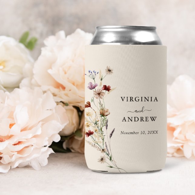 Boho Wildflower Wedding Can Cooler (Boho Wildflower Wedding Can Cooler
)