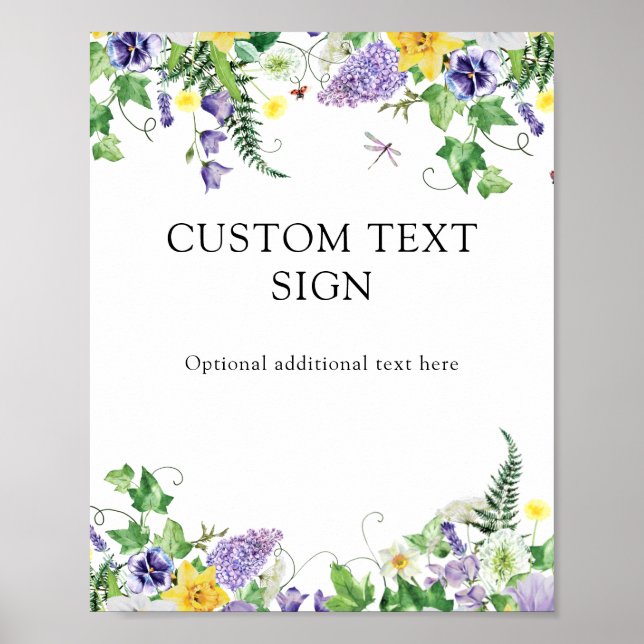 Boho Wildflower Wedding Custom Text Poster (Front)