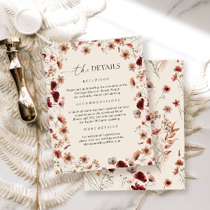 Boho Wildflower Wedding Details Enclosure Card