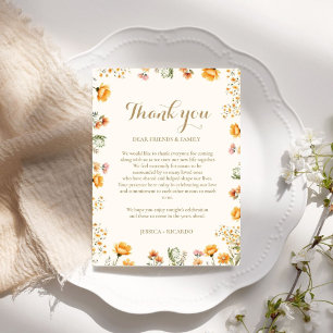 Boho Wildflower wedding guess table thank you card