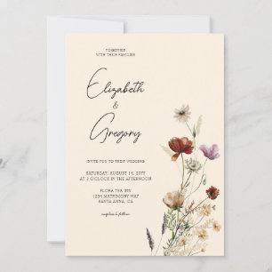 Boho Wildflower Wedding Invitation