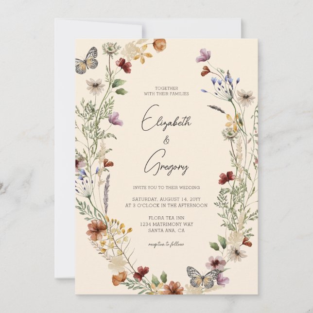 Boho Wildflower Wedding Invitation (Front)