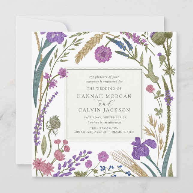 Boho Wildflower Wedding Invitation (Front)
