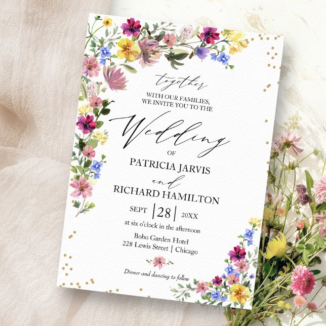 Boho Wildflower Wedding Invitation (Creator Uploaded)