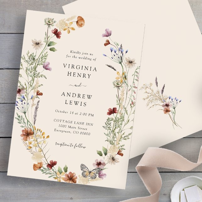 Boho Wildflower Wedding Invitation (Boho Wildflower Wedding Invitation
)